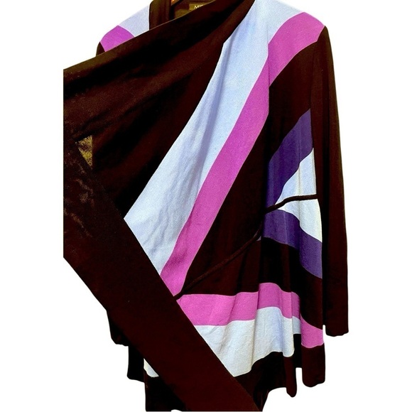 Misook Geometric Print Open Cardigan - Picture 3 of 10